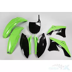 Zestaw osłon nadwozia zielono-czarny UFO Plast Kawasaki KXF 250 09-12