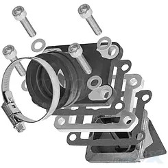 Zawór membranowy z króćcem Italkit Vetronite, 28mm przelot / 35mm mocowanie, Aprilia / Derbi / Minarelli AM
