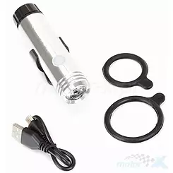 Lampa przednia al.1-LED USB. kolor srebrny mod.R-106 blister et/logo ROMET