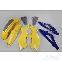 Zestaw osłon nadwozia żółto-niebiesko-grafitowy UFO Plast Husqvarna TC 125 / 250 05-07
