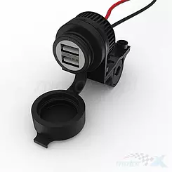 Podwójne gniazo USB, motocyklowe, na kierownicę, Oxford Weatherproof Dual Port USB Charger (5V 2A)