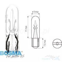 Żarówka W1.2W W2x4.6d 12V 1.2W T05 biała Bosma Frosted