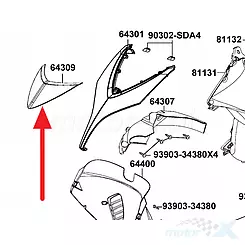 Osłona górna osłony przedniej górnej srebrna N8P Kymco Super 8