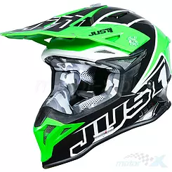 Kask offroad JUST1 J39 THRUSTER Połysk Czarno-Zielony
