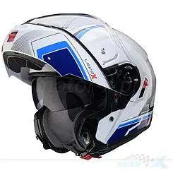 Kask motocyklowy szczękowy, biało-nieniesko-czerwony (połysk), Caberg Levo X Elite