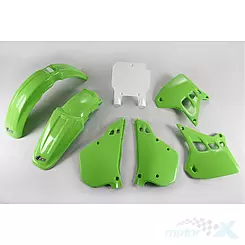 Zestaw osłon nadwozia zielono-biały UFO Plast Kawasaki KX 250 90-91