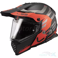 Kask offroad LS2 MX436 Pioneer Evo Adventurer Matt Black Orange