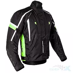 Kurtka motocyklowa z membraną Wind-Tex, krótka, czarna-zielony fluo, Roleff Anacona