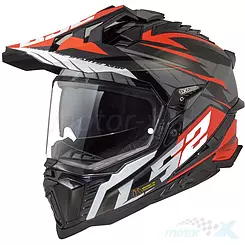 Kask Adventure LS2 MX701 Explorer Spire Black Titan Red