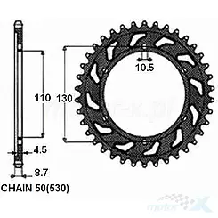 Zębatka tylna SUNSTAR STALOWA  SUNR1-5474  44 zęby