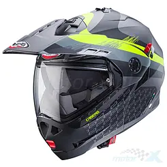 Kask motocyklowy szczękowy, czarno-szaro-żółty ffuo (mat), Caberg Tourmax X Sarabe