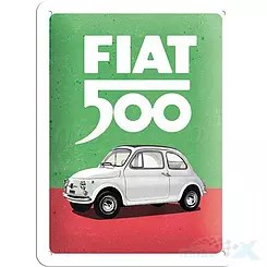 Tablica, plakat 15x20 cm, tłoczona blacha, Fiat 500 Italian Colour Nostalgic Art 26254