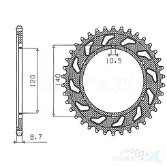 Zębatka tylna 530 46 zębów Sunstar SUNR1-5526 (JTR499)