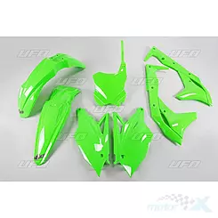 Zestaw osłon nadwozia zielony fluo UFO Plast Kawasaki KXF 250