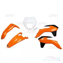 Zestaw osłon nadwozia biało-czarno-pomarańczowe UFO Plast KTM EXC / EXC-F 14-16