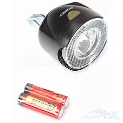 Lampa przednia 1-LED bater. na widelec czarna mod.R-107 blister et/logo ROMET