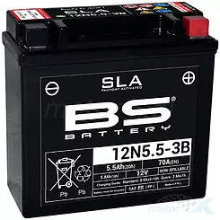 Akumulator bezobsługowy BS Battery 12N5.5-3B (12N5.5-3B) 12V 6.5Ah 135x60x130mm 70CCA