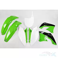 Zestaw osłon nadwozia zielono-biało-czarny UFO Plast Kawasaki KXF 450 09-11