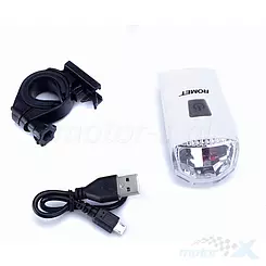 Lampa przednia 1-LED bateryjna kolor biały  mod. R-100  blister et/logo ROMET