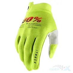 Rękawice motocyklowe, żółte fluo, 100 Percent (100%) iTrack 