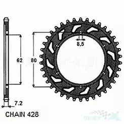 Zębatka tylna SUNSTAR  SUNR1-2103  52 zęby