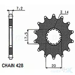 Zębatka przednia Sunstar SUNF226  17 zębów