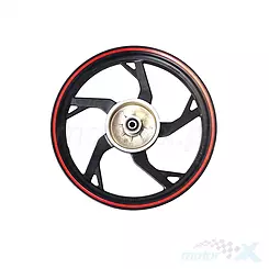 Felga tylna 2.50-17", czarno-czerwona, 5-ramienna, Junak 905 / Barton FR 2