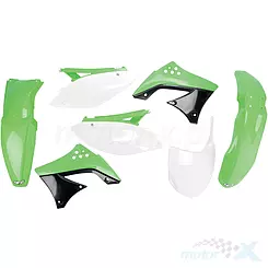 Zestaw osłon nadwozia zielono-biało-czarny UFO Plast Kawasaki KXF 09'