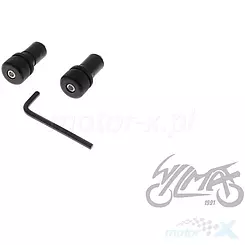 Końcówki kierownicy 18mm aluminiowe czarne ryflowane 2 sztuki
