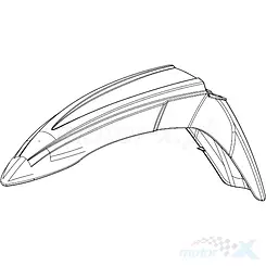 Błotnik przedni, szary HP, z naklejką, Keeway TX 65101J41014Z