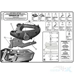 Stelaż kufra centralnego Kappa Yamaha FJR 1300 z płytą monokey