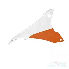 Osłona filtra powietrza prawa, pomarańczowo biała, Racetech FIKTMBNARDX14 (KT04054999WRT)