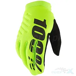 Rękawice motocyklowe offroad, żółte fluo, 100 Percent (100%) Brisker