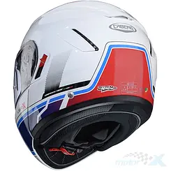 Kask motocyklowy szczękowy, biało-nieniesko-czerwony (połysk), Caberg Levo X Elite