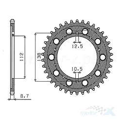 Zębatka tylna 530 41 zębów Sunstar (JTR302)
