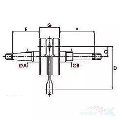 Wał korbowy, sworzeń tłoka 12mm, Top Racing Derbi Variator Start