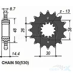 Zębatka przednia Sunstar SUNF512  16 zębów