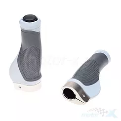 Chwyty kierownicy V-Grip, przykręcane, ergonomiczny kształt, szaro-białe