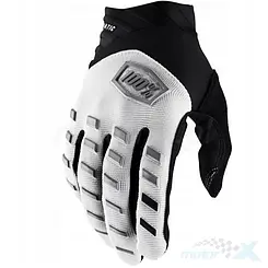 Rękawice motocyklowe offroad, biało-czarne, 100 Percent (100%) Airmatic
