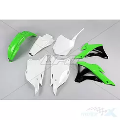 Zestaw osłon nadwozia zielono-biało-czarny UFO Plast Kawasaki KX 85 14-17