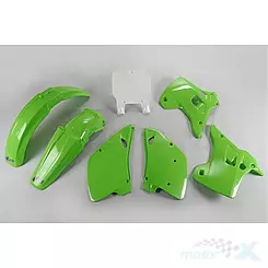 Zestaw osłon nadwozia zielono-biały  UFO Plast Kawasaki KX 125 / 250 93