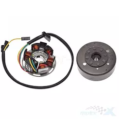 Stator iskrownik, stojan alternatora, 6 cewek + koło magnesowe Aprilia 