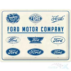 Tablica, plakat 30x40 cm, tłoczona blacha, ford logo evolution Nostalgic Art 23299