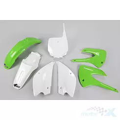 Zestaw osłon nadwozia zielono-biały UFO Plast Kawasaki KX 85 01-13