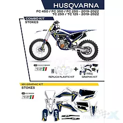 Zestaw osłon nadwozia biało-niebieski UFO Plast Husqvarna TC / FC