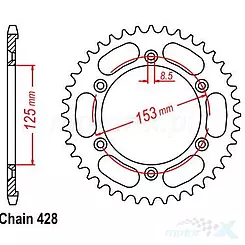 Zębatka tylna 428 54 zęby JT Sprockets JTR1258