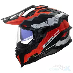 Kask Adventure LS2 MX701 Explorer Carbon Trick Matowy Czerwony