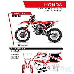 Zestaw naklejek, oklein motocykla, kolor czerwony, UFO Plast AD006070, Honda CRF 250R / CRF 450R