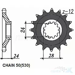 Zębatka przednia Sunstar SUNF525  17 zębów