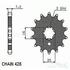 Zębatka przednia Suzuki RM 80 / Yamaha YZ 80  SUNF203-14 BEF442-14